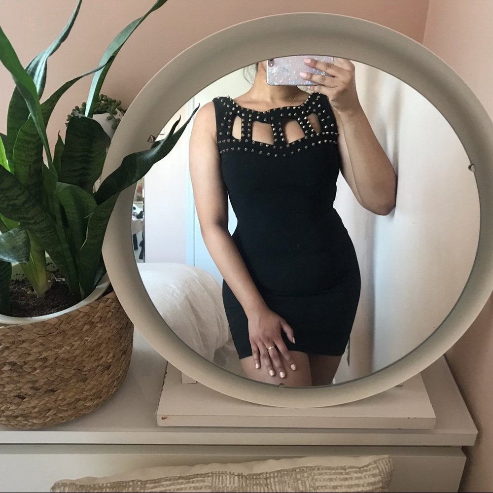 Studded Strappy Bodycon Dress